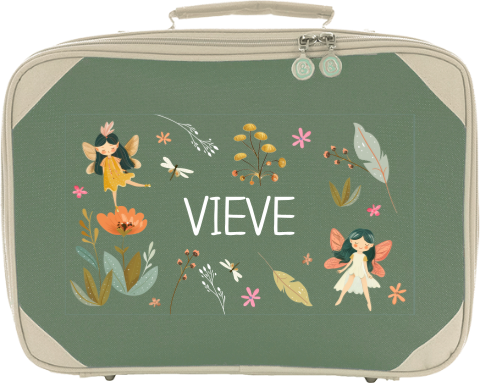 Gepersonaliseerd koffertje met bloemen en elfjes