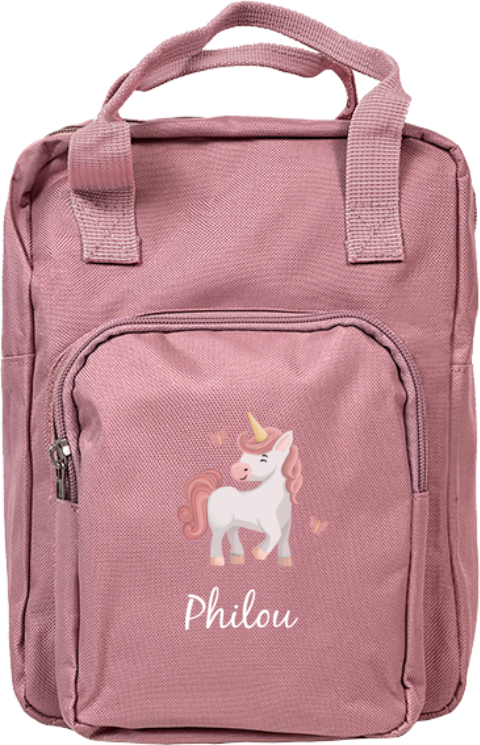 Rugzak Classic met eenhoorn, vlinders en naam