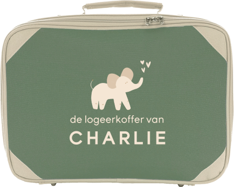 Gepersonaliseerd koffertje met olifantje en hartjes