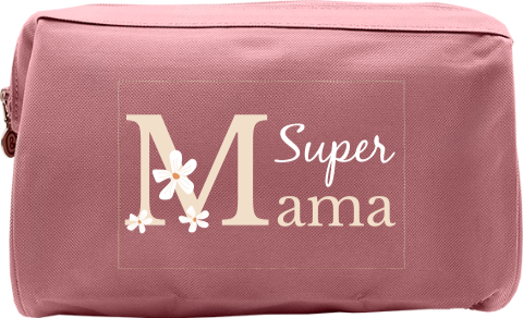 Toilettas moederdag met Super Mama en bloemen