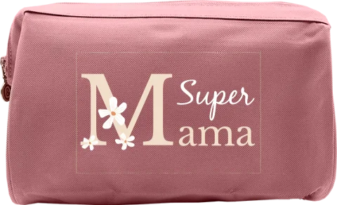 Toilettas moederdag met Super Mama en bloemen