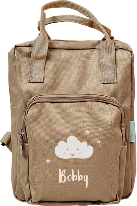 Rugzak Classic met gezichtwolkje, sterretjes en naam