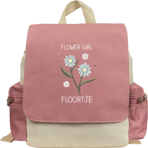 Rugtas Adventure naam en bloemen