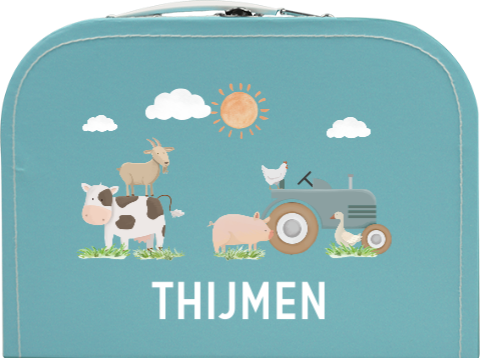 Kinderkoffertje met boerderijdieren en naam