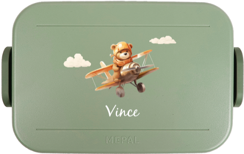 Lunchbox Mepal met lief beertje in vliegtuig
