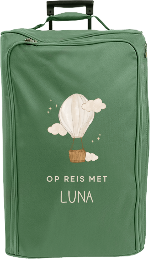 Dromerige reistrolley XL met getekende luchtballon, wolkjes en sterren