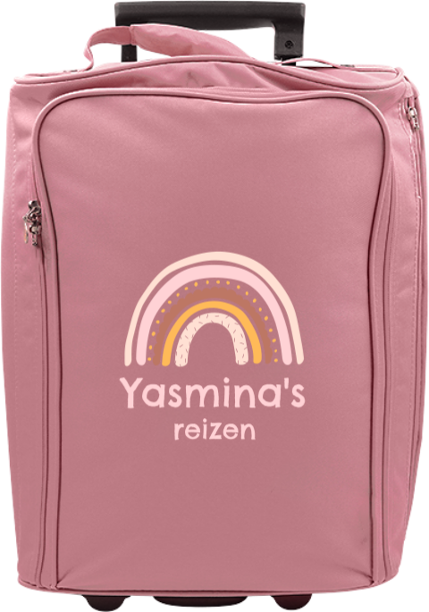 Reistrolley met naam en regenboog