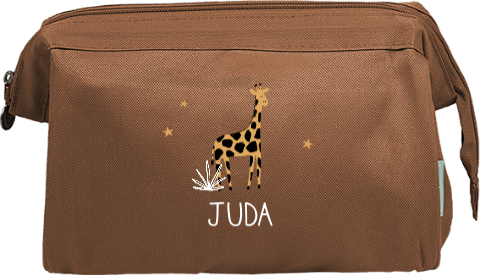 Toilettas met naam, initiaal en giraffe