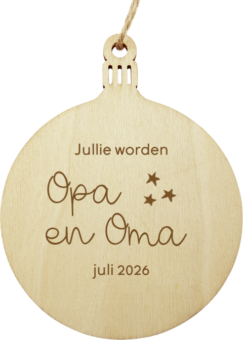 Houten kersthanger met sterren voor opa en oma