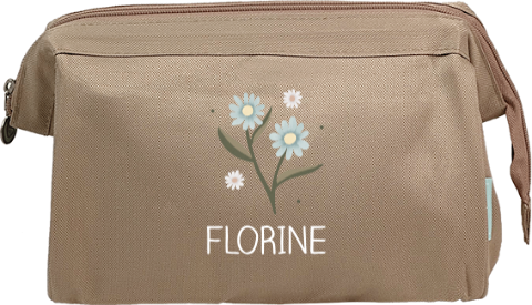 Toilettas met naam, bloemen en stippen