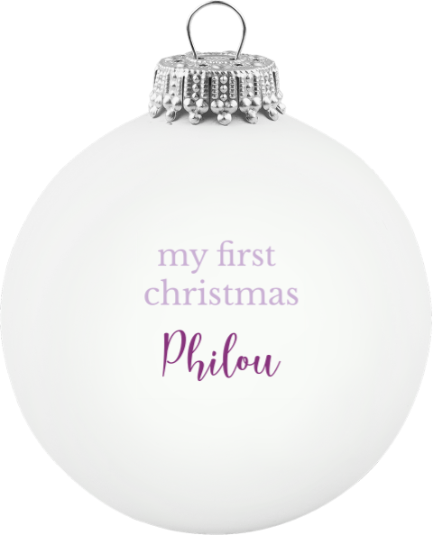 Glazen kerstbal met tekst 'my first christmas'