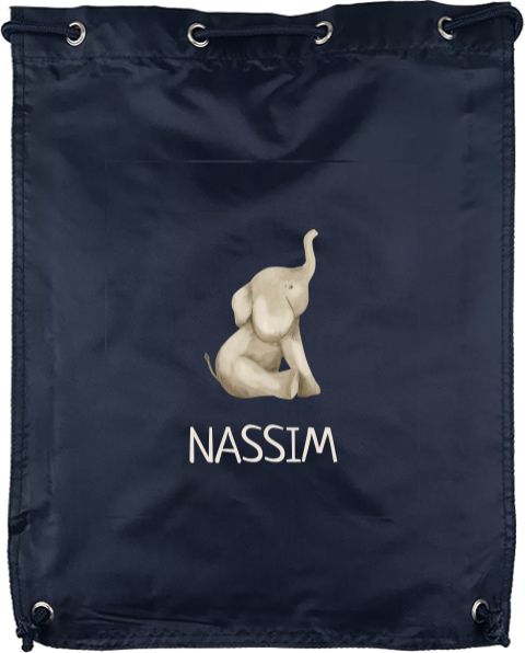 Gymtas met naam en watercolor olifantje