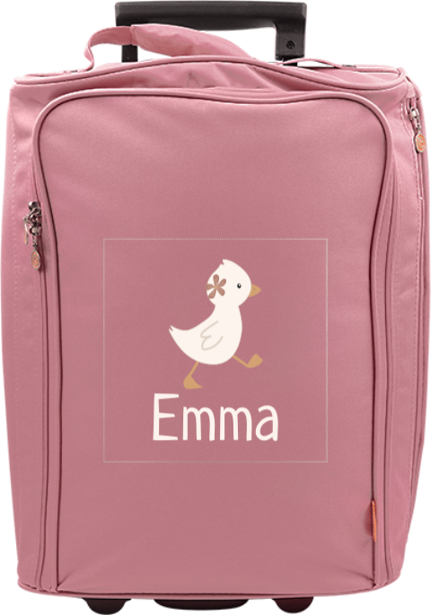 Trolley met lief gansje, bloem en naam