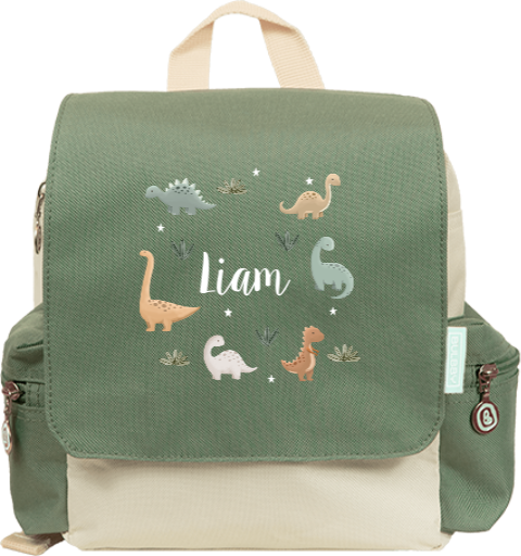 Rugtas Adventure met naam en dinosaurussen