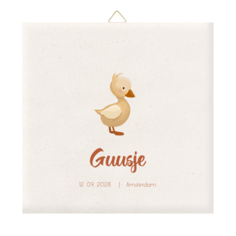 Geboortetegel met eendje en naam