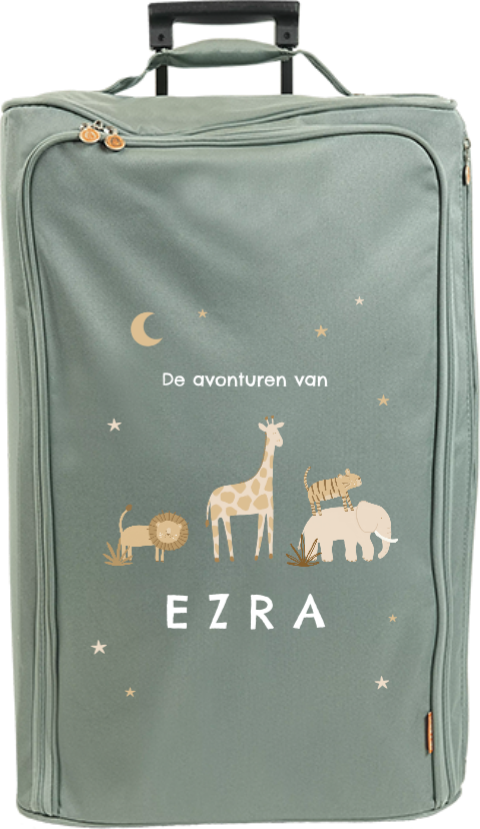 Reistrolley XL met jungledieren en naam