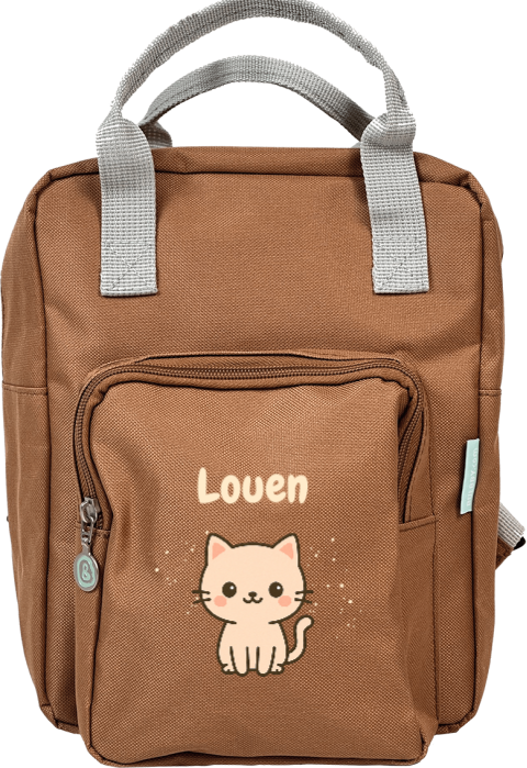 Rugtas Classic met naam en kawaii poes