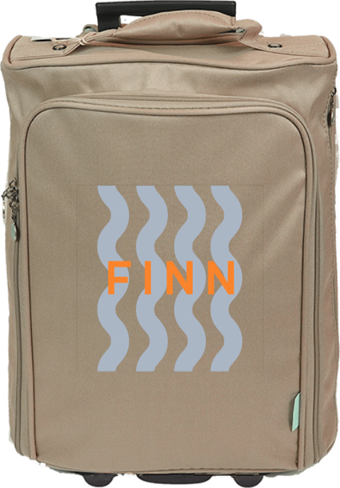 Reistrolley met strepen en naam