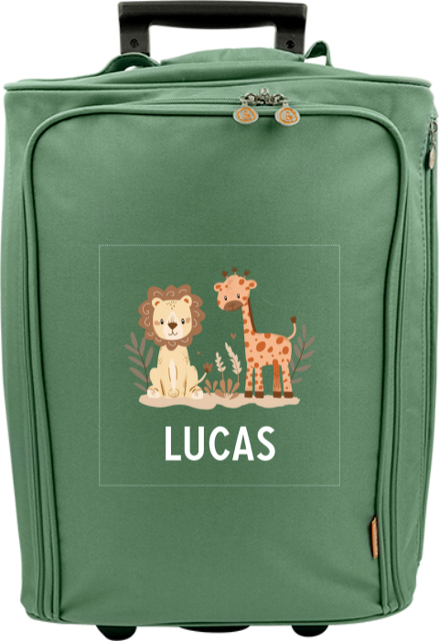 Reistrolley met naam en jungledieren