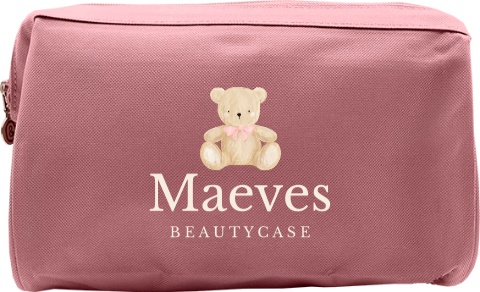 Lieve toilettas met naam en zittend beertje