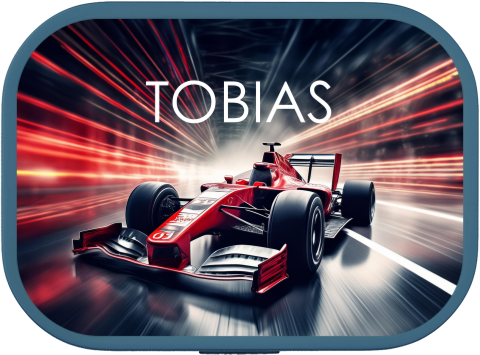 Stoere lunchbox Campus met race auto en naam