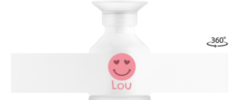 Dopper waterfles met hartjesogen smiley en naam