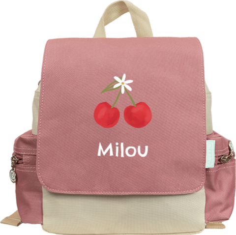 Vrolijke rugzak Adventure met kersjes en naam