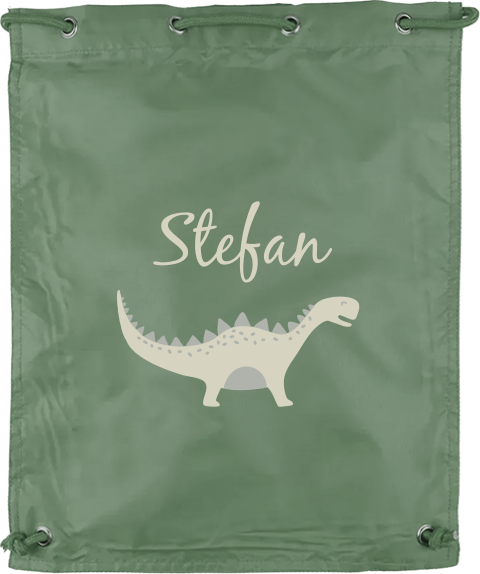 Gymtas met naam en dinosaurus