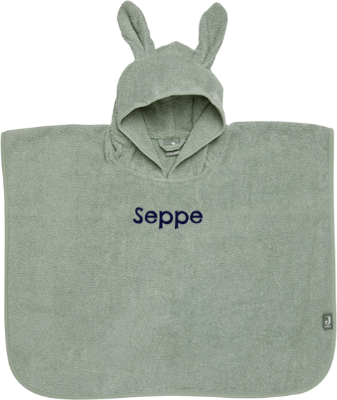 Jollein badponcho met oortjes en geborduurde naam