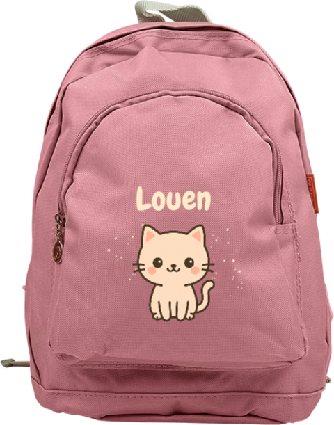 Rugtas Junior met naam en kawaii poes