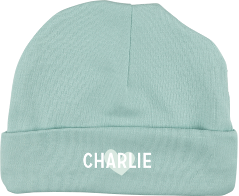 Babymuts met naam en hartje