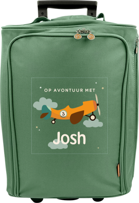 Stoere reistrolley met vliegtuig en naam