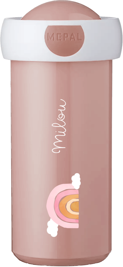 Mepal schoolbeker Campus met naam, regenboog en wolkjes