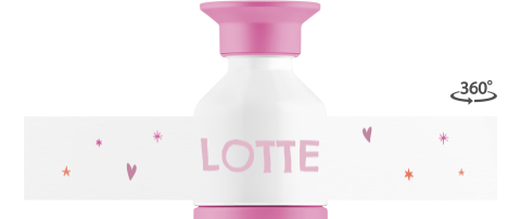 Dopper thermosfles met naam en roze hartjes