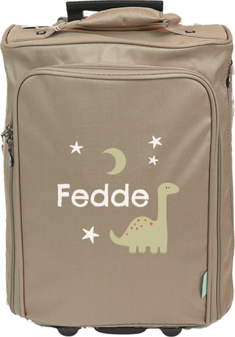 Stoere reistrolley met naam, maan en dino