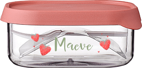 Mepal fruitbox met naam en aardbeien