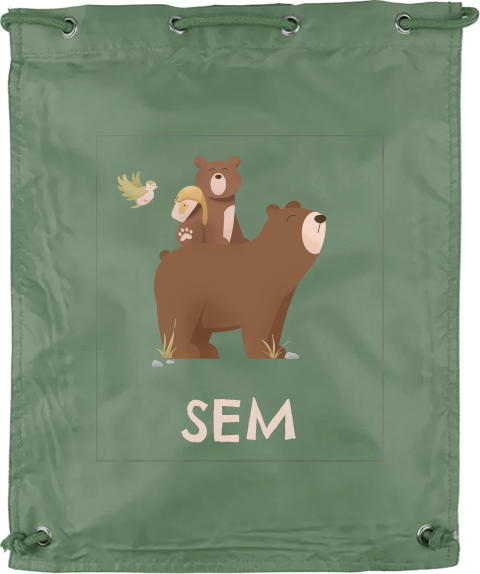 Gymtas met naam en twee beertjes