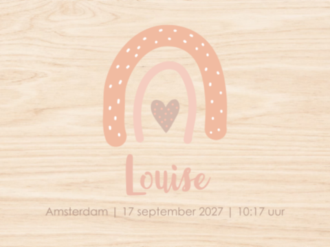 Houten memorybox met regenboog, hartje en naam