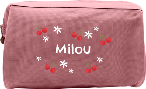 Toilettas met naam en kersjes