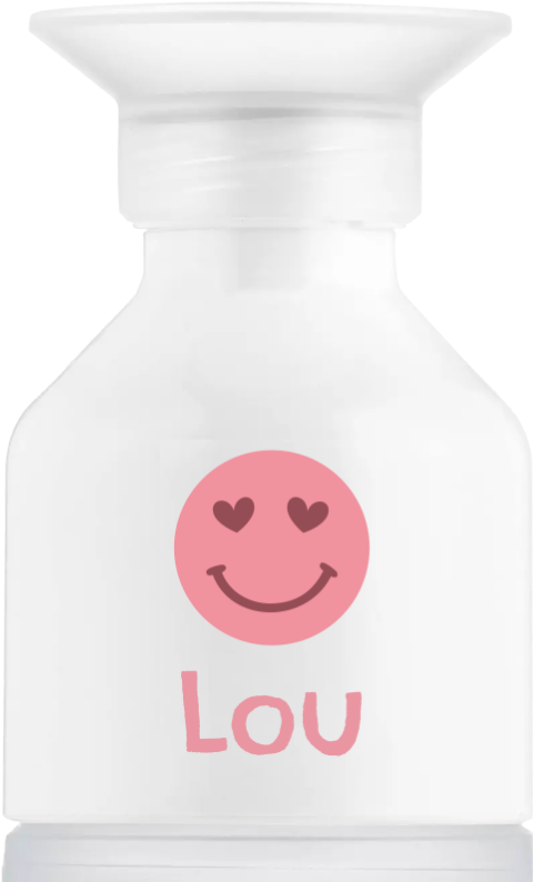 Dopper waterfles met hartjesogen smiley en naam