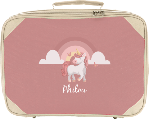 Schattig koffertje met eenhoorn, vlinders en naam