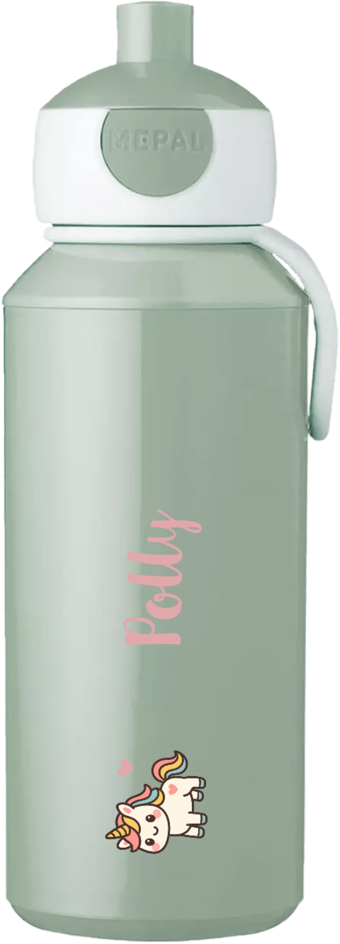 Mepal pop up drinkbeker Campus met naam en kawaii eenhoorn