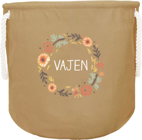 Opbergzak speelgoed met naam en bloemenkrans
