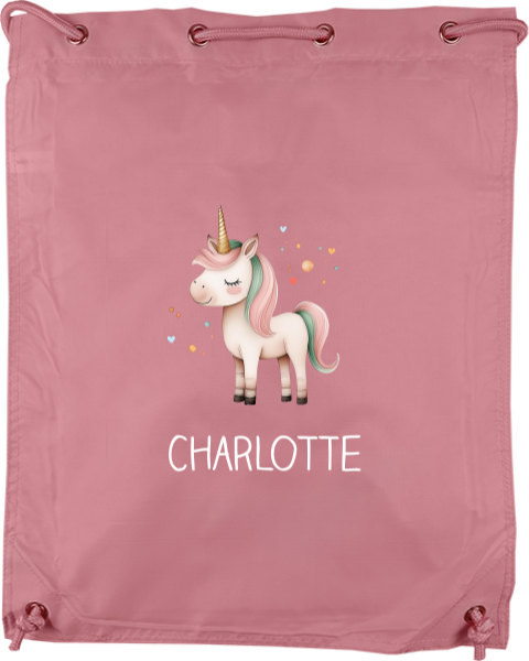 Gymtasje met eenhoorn en naam