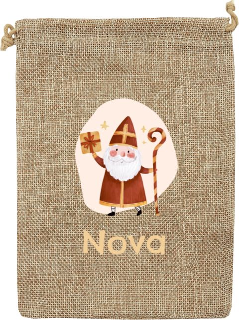 Jute pepernotenzakje met sinterklaas en naam