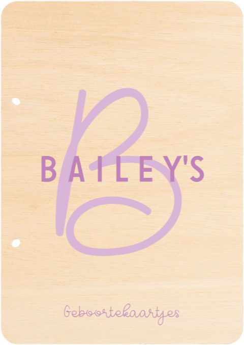 Houten bewaarbundel met groot initiaal in lila