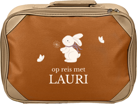 Gepersonaliseerd kinderkoffer met konijntje en vlinders