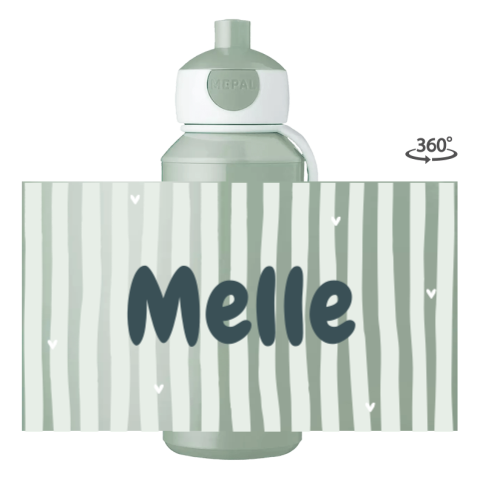 Mepal pop-up drinkfles Campus met strepen, naam en hartjes