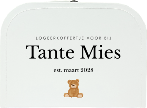 Schattig koffertje met zwangerschapsaankondiging voor tante