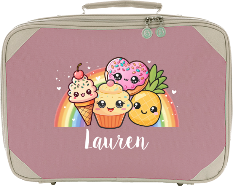 Koffertje met naam en kawaii illustraties